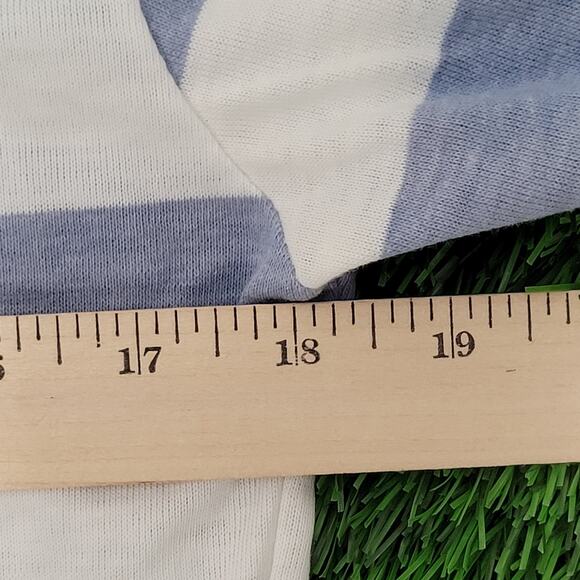 Vintage 80s MOD Stripes Polo Shirt Womens S/M 18x24 Blue White USA - Picture 12 of 13